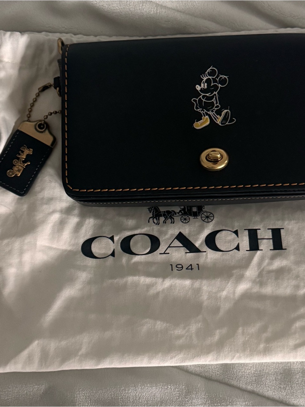 Coach x Disney Mickey Mouse Dinky Crossbody Bag Black Leather